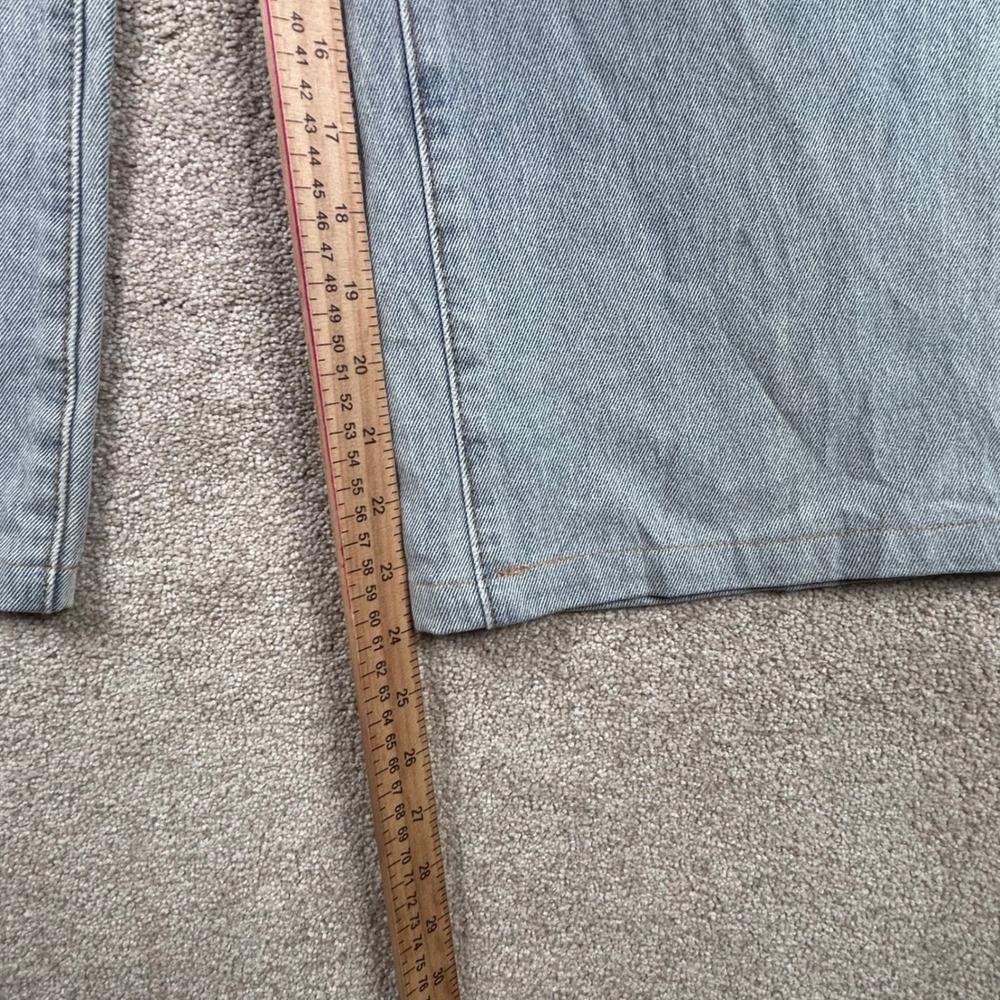 Edikted Wide Leg Jeans Light Wash Pink Bow Back Pocket Baggy Denim XS 1433 - Picture 2 of 8